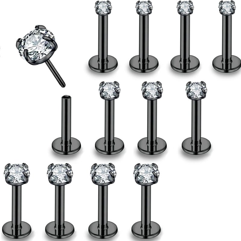 PunkTracker 16g/18g/20g Threadless Lip Rings Tragus Earrings Surgical Steel Helix Conch Cartilage Earrings Monroe Piercing Jewelry for Women Men Labret Studs - Image 1
